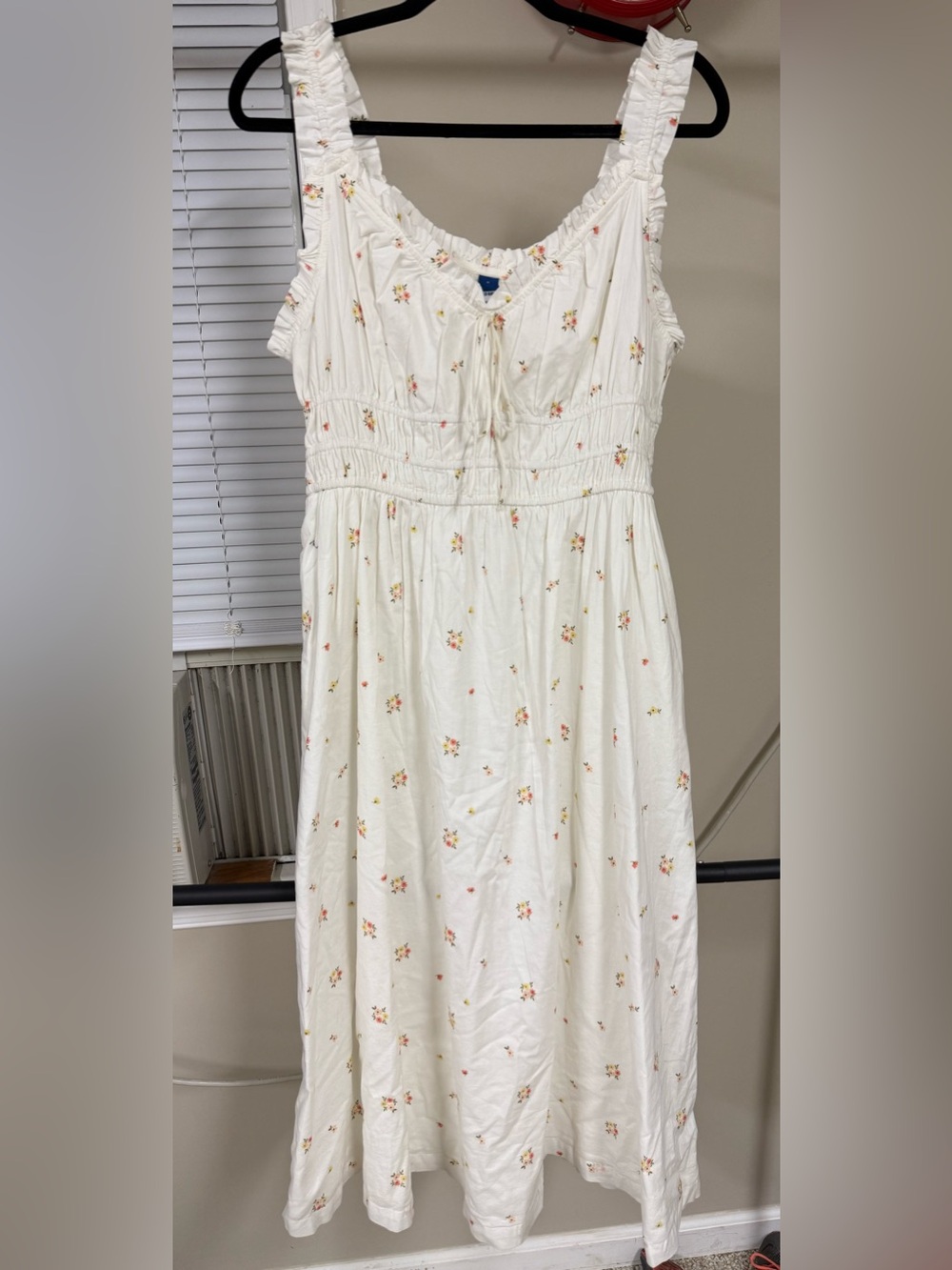 Old Navy Cream Maxi Dress with Pink & Yellow Floral Print